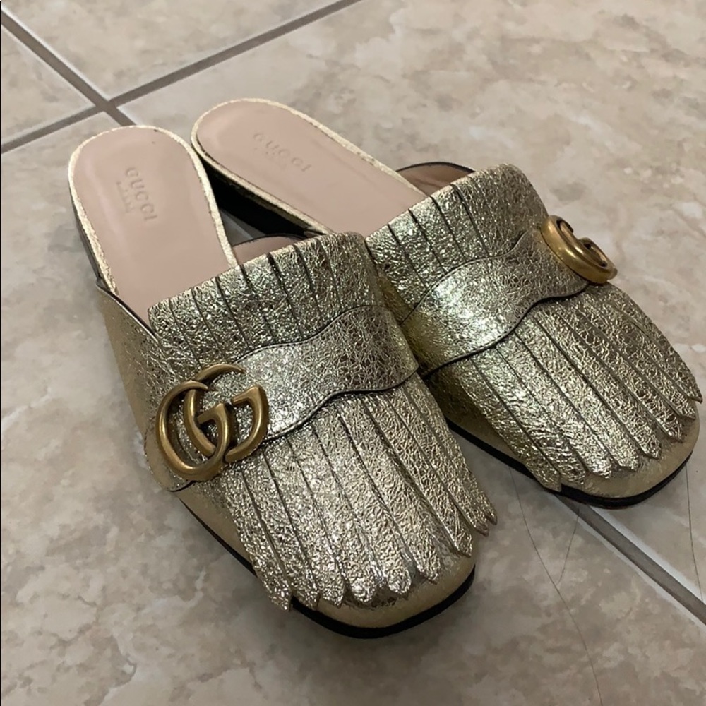 Gucci gold mules size 37